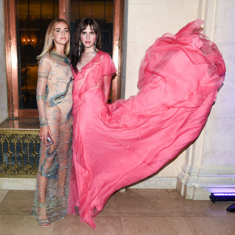 Chiara Ferragni in Roberto Cavalli and Hari Nef in Gucci | Image: BFA
