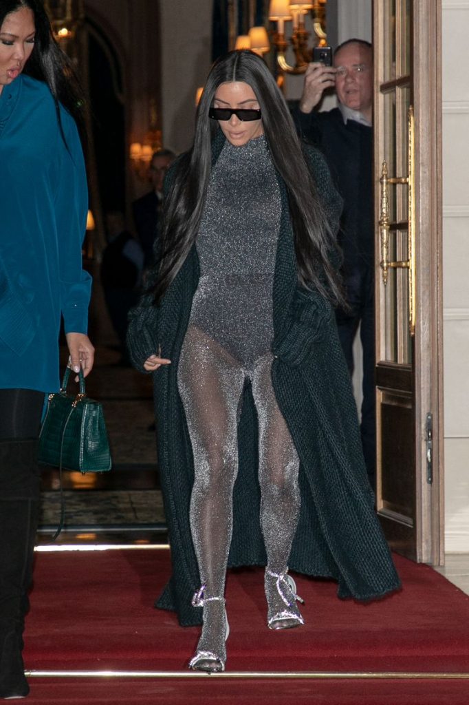 Kim Kardashian's Sparkly, Skintight, and See-Through Catsuit Is So ...