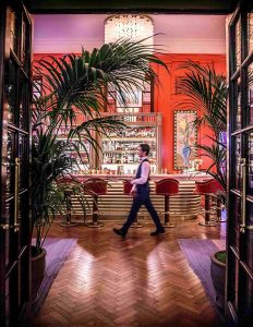The hotel’s Coral Room, designed by award-winning Martin Brudnizki