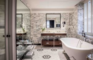 Awashed in natural light, The Bloomsbury’s suites also feature marble floors and free-standing tub