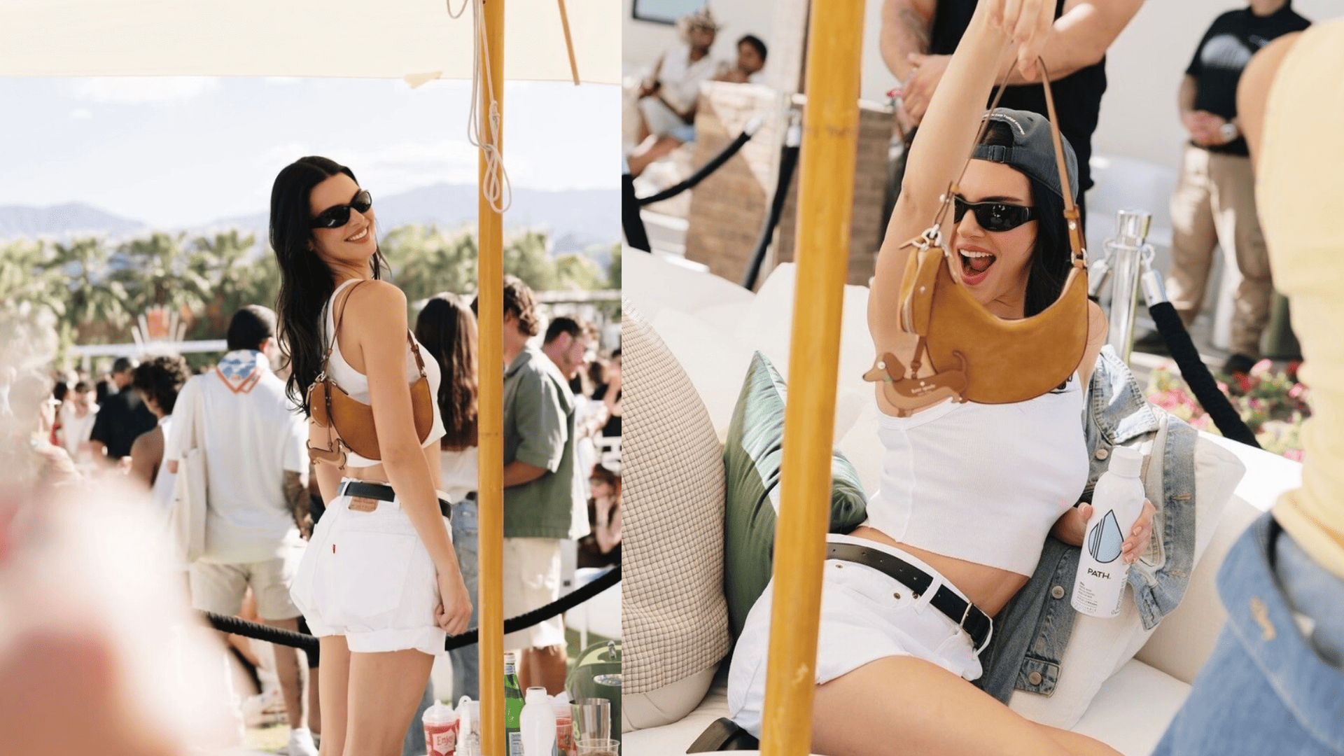 Kendall Jenner with the Kate Spade New York Mini Duo bag